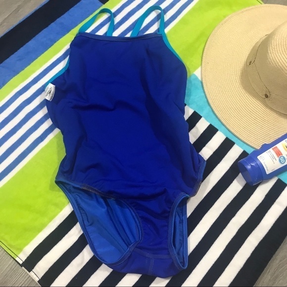 Speedo Blue One Piece Swimsuit Size 10/36 - Picture 5 of 7